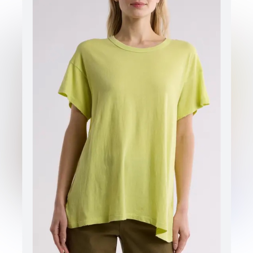 THE GREAT. Short Sleeve Crewneck Tee in Lime